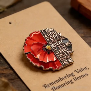 Broche de Amapola Roja Brillante, Pin de Solapa de Aleación para Conmemoración, Joyería de Moda para Hombres y Mujeres, Primavera 2026 - Product Image 3