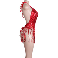 Glänzender Lackleder-Bodysuit mit Verstellbaren Trägern Sexy Clubwear Exotische Tanzkleidung Erotische Performance-Kleidung Bühnenoutfit für Erwachsene Frauen