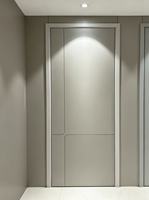 Porte intérieure battante moderne en MDF stratifié PVC, insonorisée, sans peinture, gaufrée, pour chambre à coucher, avec panneau mural et plinthe assortis