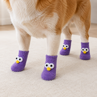 Chaussettes pour chien chaudes, imperméables, antidérapantes, à double couche, avec semelle à pois en caoutchouc, douces, respirantes, pour la marche en intérieur, soin des pattes, chaussettes personnalisées imprimées
