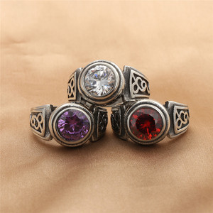 Men's Titanium Steel <b>Ring</b> Geometric Design Bezel Setting Multi Color <b>Crystal</b> Punk Style Fashion Jewelry Gift - Product Image 1