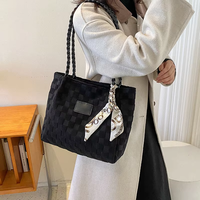 Sac fourre-tout en toile polyvalent incontournable pour femme, grand format, texture à carreaux, idéal pour le travail, le shopping et les voyages