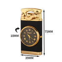 Allume-cigare LC-181 multifonctionnel haut de gamme briquet gonflable en métal coupe-vent avec horloge pour cadeaux de cigarettes
