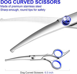 Kit professionnel de <span class=keywords><strong>ciseaux</strong></span> de toilettage pour chiens <span class=keywords><strong>ciseaux</strong></span> incurvés amincissants <span class=keywords><strong>et</strong></span> <span class=keywords><strong>peigne</strong></span> pour chien chat Kit de cisailles de toilettage pour animaux de compagnie <span class=keywords><strong>ciseaux</strong></span> pour chiens - Product Image 3