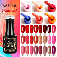 Vernis à ongles gel UV LED 15g personnalisé OEM, marque privée, formule longue durée à base de matériaux naturels, usage professionnel pour salon de manucure, avec FDS gratuit