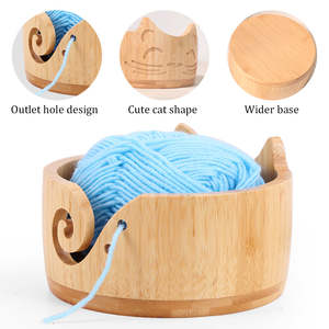 Bol de rangement pour fil en bois portable écologique de qualité supérieure, finition lisse durable, porte-fil en bois pour le tricot à la main en DIY - Product Image 4