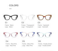 Lunettes de vue anti-lumière bleue œil de chat tendance, monture en plastique, sans correction, pour femme, verres décoratifs pour ordinateur