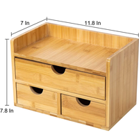 Mini organisateur de bureau en bambou tiroir de bureau carré pour bureau maison articles de toilette fournitures vanité boîte d'organisation de stockage de table