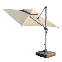 Parasol suspendu de luxe moderne en aluminium 3,5*3,5m/3*3m, robuste, pour extérieur, jardin, bord de piscine, parc, hôtel, cour, 260g