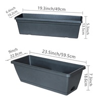 Pot de fleur de balcon en plastique à arrosage automatique de 20 à 24 pouces Rectangle unique pour rebord de fenêtre Jardinière de jardin 50 à 60cm
