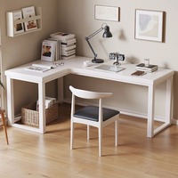 Bureau d'angle moderne et confortable en bois de caoutchouc massif SONA HOME avec des fonctionnalités multifonctionnelles pour le bureau à domicile