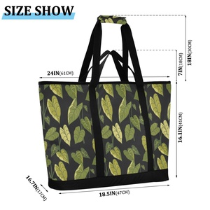 Large Capacity Hawaiian Kalo Design Black Adult Women Grocery Shop Insulated Tote Customize Cooler Bag With Logo - Product Image 3