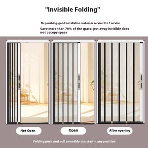 Porte pliante de cuisine en accordéon extérieur en verre et aluminium au design moderne pour <span class=keywords><strong>véranda</strong></span>, filet d'écran en acier inoxydable - Product Image 6