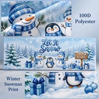 Latar Belakang Foto Musim Dingin Custom Let It Snowman Penguin Bahan Poliester 100D 180x115cm OEM Grosir Dekorasi Liburan