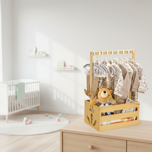 Caisse de rangement en bois poli écologique pour la fête prénatale avec poignée pour les garçons et les filles nouveau-nés Panier cadeau - Product Image 6