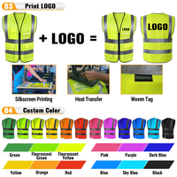 Rompi Keselamatan Kelas 2 dengan Logo Perusahaan yang Dapat Disesuaikan, Warna Oranye, Pakaian Reflektif dengan Visibilitas Tinggi dan Kantong Berwarna Fluoresen