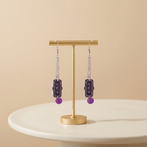 Perline di vetro viola e rosa decorate sorellanza Kappa Epsilon Psi Design gioielli greco KEP ispirato a Soror donne orecchini gioielli - Product Image 6