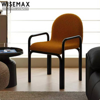 WISEMAX FURNITURE Chaise de salon élégante de style médiéval, structure en métal, assise en tissu, chaise de salle à manger pour villa