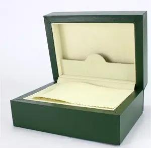 인기있는 로고 사용자 정의 재고 녹색 시계 포장 럭셔리 브랜드 플립 나무 시계 보석 상자