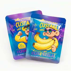 Customized Side Heat-Sealed Mylar <b>Bags</b> 3.5 Resealable Plastic Smell-Proof Zipper Pouch Package Cali <b>Bags</b> - Product Image 2