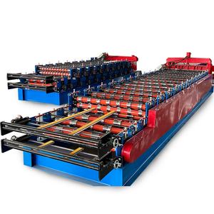 Automatische Metaal Gekleurd Staal Dubbellaags Metalen Dakpan Maken <span class=keywords><strong>Machine</strong></span> Trapezium Zink Dakplaat Rolvormmachine - Product Image 2