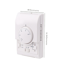 Termostato Mecánico para Ventilador de Bobina, 100-240V CA, Controlador de Temperatura Ambiente para Aire Acondicionado Central Doméstico, Pantalla Digital LCD