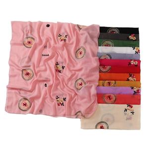 新款长款大号90 * 165厘米棉感围巾波西米亚风格印花披肩头巾穆斯林妇女刺绣围巾头巾 - Product Image 5