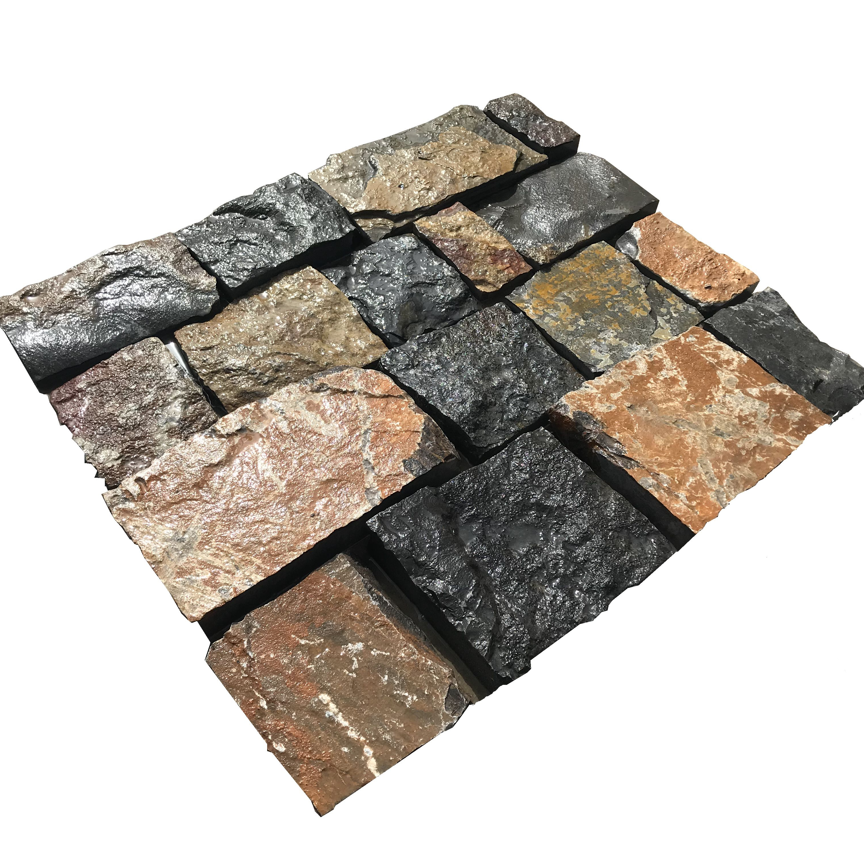 Натуральный тонкий черный и ржавый известняк, квадратный каменный шпон, формат для облицовки стен