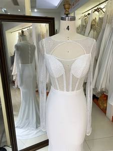 صيحات الموضة الجديدة الفاخرة حورية البحر تصميم شبكة الرأس مع حجر الراين مساء اللباس صغيرتي فساتين امرأة لحفل الزفاف - Product Image 2