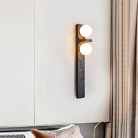 Applique murale LED en pierre naturelle de travertin jaune style Wabi-Sabi médiéval pour salon, éclairage décoratif