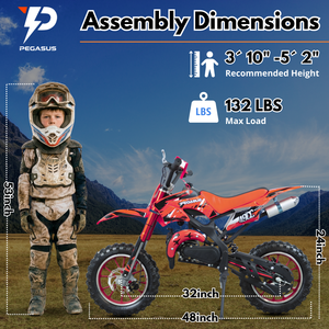 Mini moto tout-terrain à essence 49CC pour adultes et enfants, démarrage manuel, moteur refroidi par air, 35-40 km/h - Product Image 2
