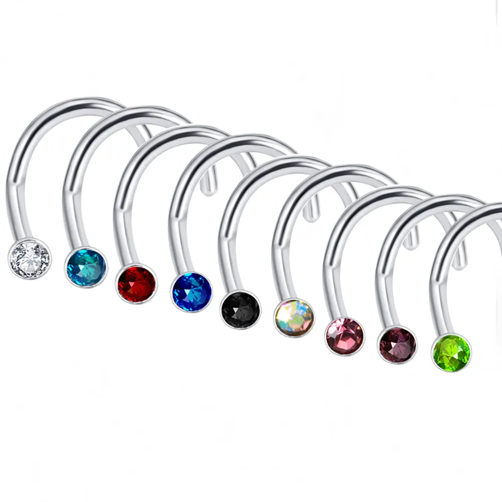 Nostril Nariz With Flat Gem Piercing Nariz Nostril Piercing Nose Stud Nose Rings 11color Sexy Body Piercing Jewelry