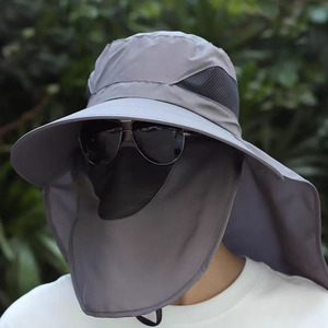 Men's <b>Sunscreen</b> Bucket Hat With Detachable Face Mask Breathable UV Protection For Outdoor Fishing Hiking - Product Image 1