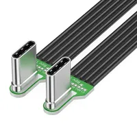 Câble USB C vers C flexible plat en TPE PVC, angle gauche/droite, charge rapide 60W, transfert de données 480 Mbps pour téléphones, tablettes, ordinateurs