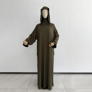 <span class=keywords><strong>Jersey</strong></span> elástico con capucha <span class=keywords><strong>Abaya</strong></span> bata con puño elástico con volantes Mujeres musulmanas modestas Ropa islámica Venta al por mayor <span class=keywords><strong>Abaya</strong></span> de oración cerrada - Product Image 4