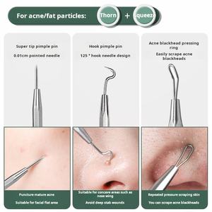 Set di 6 Strumenti per la Rimozione dei Punti Neri in Acciaio Inossidabile, Kit per l'Estrazione di Brufoli e Imperfezioni, Set di Strumenti per la Cura del Viso - Product Image 3