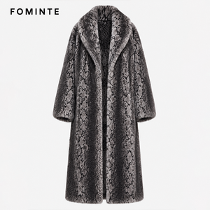 <span class=keywords><strong>Cappotto</strong></span> di Lusso <span class=keywords><strong>in</strong></span> Finta <span class=keywords><strong>Pelliccia</strong></span> Grigia con Stampa Serpente, Extra <span class=keywords><strong>Lungo</strong></span> fino alla Caviglia, Caldo Invernale, Oversize con Ampio Colletto, Trendy e Morbido - Product Image 2