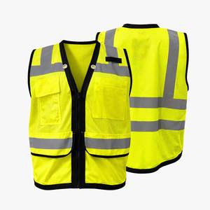 Chalecos de Seguridad Reflectantes de Alta Resistencia para Construcción y Topografía, Chaleco de Seguridad Negro y Neón de Malla de Alta Visibilidad con Bolsillo Trasero para Tableta - Product Image 1