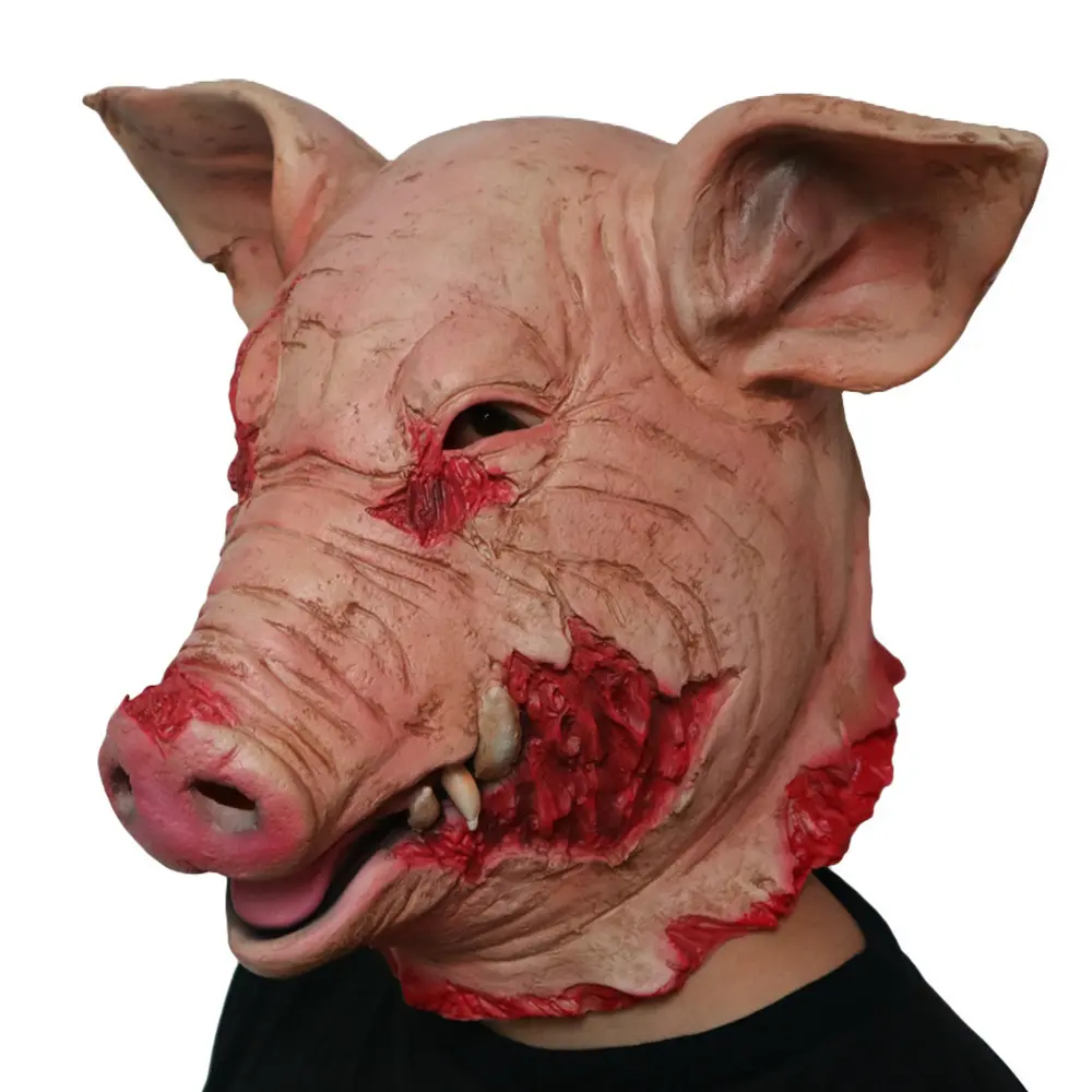 Mascarilla de látex para Halloween, máscara de Horror, cabeza de cerdo, disfraz de Animal para Cosplay, venta al por mayor