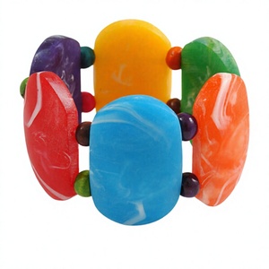 สร้อยข้อมือเรซิ่นหลากสี ลูกปัดรูปไข่ ลายหินอ่อนสีขาว ทำด้วยมือ ดีไซน์ไม่ซ้ำใคร คุณภาพพรีเมียม เครื่องประดับสำหรับทุกเพศ ของขวัญสุดเก๋ ชิ้นงานแฟชั่นโดดเด่น - Product Image 4