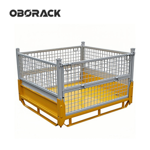 Caisse de stockage métallique pliable en acier, thermolaquée, avec roulettes, verrouillable et empilable, pour entrepôt et transport de déchets métalliques - Product Image 1
