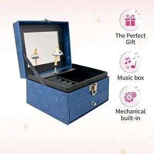 Yiyu OEM/ODM Luxury Hand Crank Blue Floral Ballerina Music Box with Spinning Function Eco-Friendly Paper Jewelry Organizer - Product Image 2