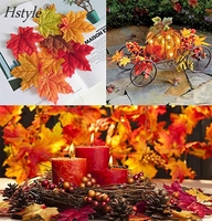 FZH316 — feuilles d'érable artificielles colorées, vente en gros, assorties, pour événements, mariages, décoration, Pack de 50 unités