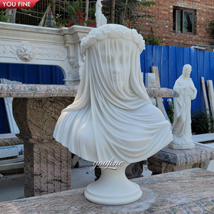 <span class=keywords><strong>Marbre</strong></span> naturel Décoratif D'intérieur Dame Voilée Statues de Buste - Product Image 5