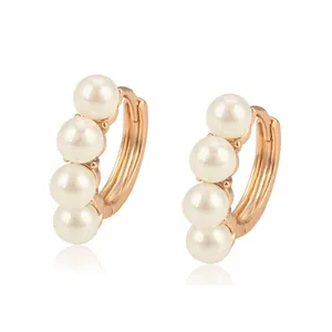 Boucles d'oreilles en plaqué or rose pour femmes, livraison rapide, bijoux, perles,