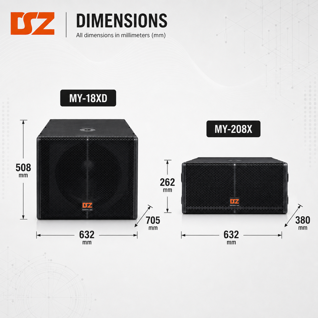 DSZ MY-208X+MY-18XD Mini Portable Passive Two-Way Line Array Speakers 12" Drivers 18mm Birch Plywood Enclosure for Concerts
