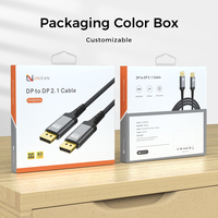 Connecteur plaqué or 16K Ultra HD 80 Gbps, large bande passante, coque en alliage d'aluminium, câble DisplayPort 2.1 16K30Hz 8K60Hz