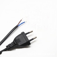 Câble d'alimentation européen noir ENEC Kema-Keur 2,5A 250V 2m, dénudé H03VVH2-F 2X0,75mm2