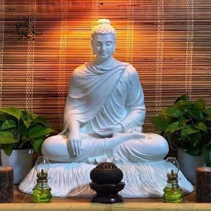 Decorazione domestica a grandezza naturale in pietra naturale buddista giardino religioso scultura in marmo bianco <span class=keywords><strong>statua</strong></span> di Buddha - Product Image 1