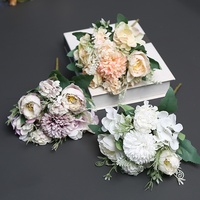 Kombinasi Bunga Sutra Buatan Peony Hydrangea Daisy 30cm Dekorasi Meja & Jendela untuk Pernikahan & Liburan